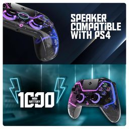 Cosmic Byte Quantum Gamepad Dual Model Bluetooth+ Wired for PS4, PC, iOS, Android, Nintendo Switch, Hall Effect Triggers and Joystick, Touchpad, Speaker, 1000mAH Battery (Transparent Black) image 3