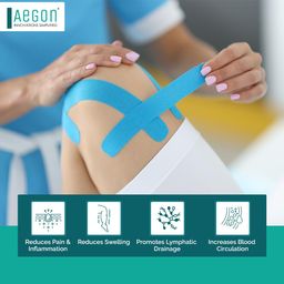 Aegon Waterproof Kinesiology Tape 5 Metres Latex Free Breathable Athletic Sports Tape For Injury, Muscle Support, Pain Relief, Joint Support And Physiotherapy (Blue, 5 cm) image 3