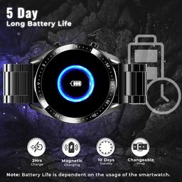 pTron Force X11P 1.3" Round Smartwatch with Bluetooth Calling, Full Touch Display, Metal Strap, Heart Rate Tracking, SpO2, 100s Watch Faces, 5 Days Battery Life, Fitness Trackers & IP68 (Cobra Black) image 5