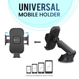 Portronics Clamp M Car Mobile Holder with 360° Rotational, Strong Suction Cup, One Click Release Button Compatible with 4 to 6 inch Devices(Black) image 4