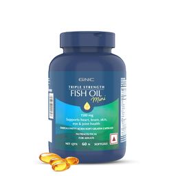 GNC 1500 Mg Triple Strength Fish Oil Mini Omega 3 Softgels For Men & Women| 60 Mini Softgels | 540 MG EPA & 360 MG DHA | Improves Memory | Protects Vision | No Fishy Burps | For Men & Women |Formulated In USA image 1