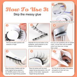 shubhpetal 1Pair Magnetic Eyelashes Natural Look Reusable Cat Eye Magnetic Lashes with Applicator Magnetic Eyelashes Kit without Eyeliner Wispy Clear Band False Eyelashes No Glue Needed image 4
