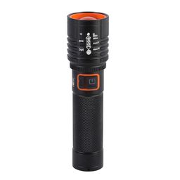 Black M035 Rechargeable LED Flashlight with Telescopic Zoom, 80W Laser Pointer, Type-C USB Charging, 120-Minute Operating Time, Adjustable Zoom Light for Camping, Hiking, Emergency, Outdoor Use image 1