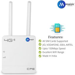 Maizic Smarthome 4G LTE CPE WiFi Sim Card Router with LAN Port Double 3DB Antenna 2G/3G/4G SIM Card Support 2.4GHZ Band [White image 4