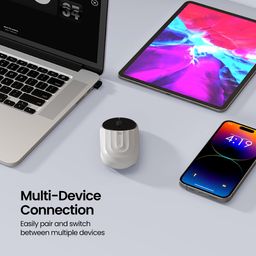 Portronics Toad 6 Bluetooth Wireless Mouse with 2.4 GHz USB Receiver, Multi-Device Pairing, Built in Battery, 1200 DPI Sensor(White) image 3