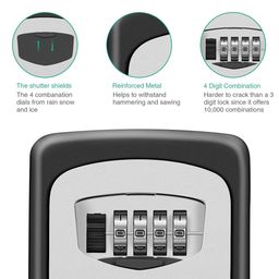 ORIA 4-Digit Combination Wall Mounted Key Storage Lock Box, Resettable Code image 5