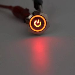 YAMING 220V AC 4.5 AMP STAINLESS STILL ON/OFF TYPE LATCHING PUSH BUTTON 16MM RED POWER SYMBOL image 2