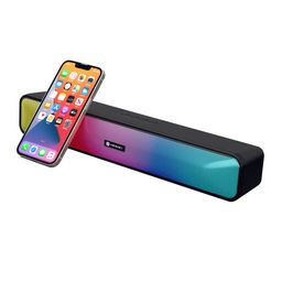 Portronics Radian 16W Bluetooth Stereo Soundbar with Multicolour LED Lights, in-Built FM Radio, Built in Mic, Aux in 3.5mm, Micro SD Slot(Black) image 2