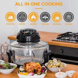 jolfay Conventional halogen oven with hot air technology l oven, with 2 grids and 4tongs, timer and adjustable thermostat, for healthy cooking without added fat, image 4