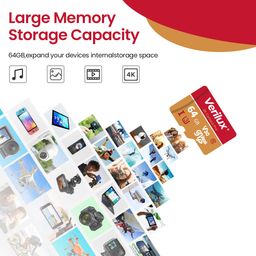 verilux Verilux® 64 GB Micro SD Card Universal Camera Micro SD Card 64 GB, Memory Card Phone Camera Memory Card, UHS-I C10 U3 V30 4K UHD Video Micro SD Card 100MB/s Reading image 2