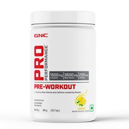 GNC Pro Performance Pre-Workout | 360 gm | 30 Servings | Boosts Energy & Endurance | Improves Focus | Revs Up Recovery | 1.5g L-Arginine | 3.5g Beta-Alanine | 0.2g Caffeine | Lemon image 1