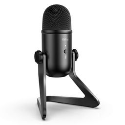 FIFINE K678 Unidirectional USB Podcast Microphone for Recording Streaming on PC and Mac, Condenser Computer Gaming Mic for PS4 with Headphone (Black) image 1