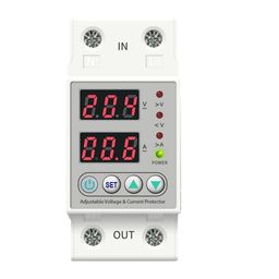 amiciSmart Automatic Over/Under Voltage And Over Load Protection (Adjustable Setting) AC With Auto Re-Connect Led Display Standard Din-Rail Mounted Single Phase 220V, 80A (White) image 1