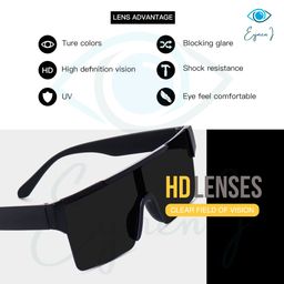 eymen i UV Protected Flat Top Oversized Rimless Sunglasses For Men And Women | Square Unisex Eyeglasses | Black image 5