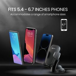 Portronics Clamp M4 Car Phone Holder Stand with 360 Degree Rotation, Strong Grip, Suction Cup Mount, Single Hand Use, Shockproof Build, Mobile Stand for Car (Black) image 3
