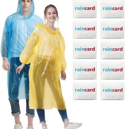 dialust Unisex Disposable Rain Card for Emergency Use | Waterproof with Smallest Pocket Size | Easy to Carry & Reusable 2-3 Times | Thin Plastic Multi Color Free Size (10 pc) image 1