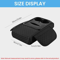 STHIRA® PU Leather Armrest for Car Center Console 4-in-1 Multi-Functional Car arm Rest Cushion with Memory Foam,Dual Cup Holders,Tissue Box & Side Pocket Universal Hand Rest for 35 * 7 * 19cm image 2