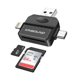 Kinsound 5 in 1 SD & TF Card Reader for iPhone with Type-C, Lighting & USB Ports, Memory Card Reader Compatible with TF, SD, SDHC, SDXC, MMC, RS-MMC, Micro SDXC for iPhone & Android Phone image 1