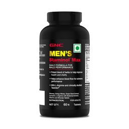 GNC Staminol Max for Men | 60 Veg Tablets | Blend of 8 Superherb | Increases Blood Flow | Maximizes Strength & Stamina | Supports Men's Health image 1