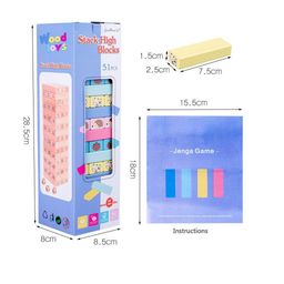 Toyshine 51 Pcs Printed Educational Wooden Stacking Tumling Tower Blocks Toys, Building Blocks for Kids image 4
