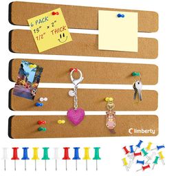 climberty 5 Pack Felt Bulletin Board, Felt Message Board with 35pcs Drawing Pins, Self-Adhesive Lightweight Bulletin Board Strips for Paste Notes, Photos, Schedules (Brown) image 1