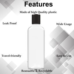 ERZA 100ml Squeeze Bottle with Flip Top Cap, Empty BPA-Free Refillable Container For Shampoo, Lotions, Liquid Soap, Creams, Liquid Cosmetic Travel Size Transparent Bottle, Black Flip-Top, Set of 24 image 3
