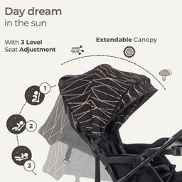 Luvlap Sunshine Plus Stroller/Pram with Reversible Handlebar, 5 Point Harness, 3 Level Recline Adjustment, Compact and Easy Fold, for Newborn Baby/Kids, 0-3 Years (Black) image 3
