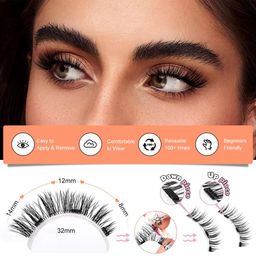 CESITRA 1Pair Magnetic Eyelashes Natural Look Reusable Cat Eye Magnetic Lashes with Applicator Magnetic Eyelashes Kit without Eyeliner Wispy Clear Band False Eyelashes No Glue Needed image 2