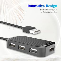 Portronics Mport 4D USB Hub (4-in-1), Multiport USB Dock with Long Cable and up to 480 Mbps High Data Transfer Speed (Black) image 4