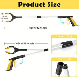 hasthip HASTHIP® 32.6'' Convenient Grabber Reacher Tool with Megnet - Foldable Pickup Tool - Garbage Trash Picker for Litter - 80CM Claw Foldable Extender Gripper Tool - Pick Up Assistive Device for Elderly image 2