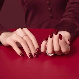 synaty Synaty® 24Pcs Pure Color Fake Nails Artificial Nails Art Set (Wine Red) image 2