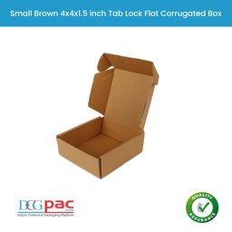 DCGPAC 3Ply Corrugated Brown Flat Box, 4x4x1.5 inches, Tab Lock Small Items Secure Packaging & Shipping Tiny Mailer Cardboard Boxes (Pack of 100) image 4