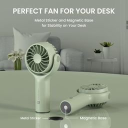 Portronics Toofan Mini Portable Rechargeable Fan with 3 Speed Modes, Upto 7800 RPM Max Speed, 2000 mAh Battery, Type C Charging Port, Magnetic Base for Stability(Green) image 4