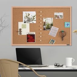 Quartet Oak Cork Frame Bulletin Display Board, 23 x 17 inches image 3