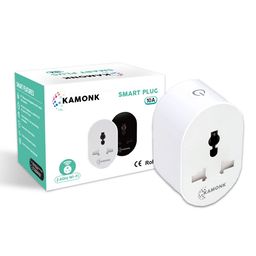 Kamonk Smart Plug 10A, Wi-Fi Enabled, Energy Monitoring, for Low Power Appliances (Mobile & Laptop Chargers, Kettle, TV, etc.), Compatible with Alexa & Google Assistant, Add Shortcuts to Siri & Kamonk App (White) image 1