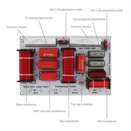 DriSentri 3 Speaker Crossovers, 350W 3 Way 3 Speaker Unit HiFi Home Speakers Audio Frequency Divider Crossover Filters image 2