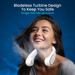 Portronics Gobreeze Portable Rechargeable Neck Fan, Upto 6 Hours Playtime, LED Display, Bladeless Fan, 4 Speed Mode, Adjustable Size, 360° Cooling Neck Fan, Noiseless Fan, Type C Fast Charging(White) image 5
