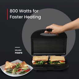 Prestige PGMFB 800 Watt Grill Sandwich Toaster with Fixed Grill Plates, Black image 2