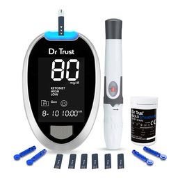 dr trust Dr TrustFully Automatic Blood Sugar Testing Glucometer Machine with 10 Strips(Black) image 1