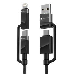 Portronics Omnicord 60W 4 in 1 Nylon Braided Fast Charging Cable With Multiple Port, Type C to Type C/Lightening, USB A, Fast Data Sync, Compatible With Type C Devices, Tablets/ipads & Laptop/Macbook image 1