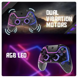 Cosmic Byte Quantum Gamepad Dual Model Bluetooth+ Wired for PS4, PC, iOS, Android, Nintendo Switch, Hall Effect Triggers and Joystick, Touchpad, Speaker, 1000mAH Battery (Transparent Black) image 4