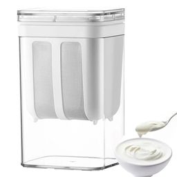 onlyu Yogurt Maker Curd Strainer 1100ml Greek Yogurt Multipurpose Yogurt with Fine Mesh Bag & Lid Reusable, Pouch Filter Kitchen Whey Separator Tools for Yogurt Juice Tea Nut Milk Cheese image 1