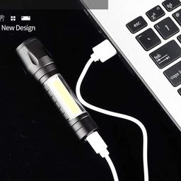 Care 4 LED Flashlight with COB Light Mini Waterproof Portable LED XPE COB Flashlight USB Rechargeable 3 Modes Pen Clip Light Flashlight with Hanging Rope Small Size Black Colored image 4