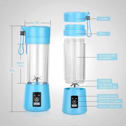 Arya Craft Portable Electric Blender, 380ml, USB Rechargeable, 6 Blade, Built-in Jar, Multicolour image 2