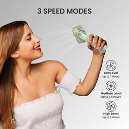 Portronics Toofan Mini Portable Rechargeable Fan with 3 Speed Modes, Upto 7800 RPM Max Speed, 2000 mAh Battery, Type C Charging Port, Magnetic Base for Stability(Green) image 3