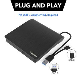 wbacon USB 3.0＆Type C External DVD Drive CD/DVD +/-RW Optical Drive,Slim Portable DVD CD ROM Rewriter CD Burner for Laptop Desktop PC Windows 11/10/7 Mac os Linux OS image 2