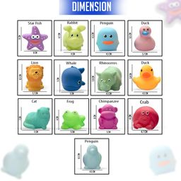 Amazon Brand - Jam & Honey Baby Bath Toy Set of 13 for Toddlers I Colorful Combo of sea, Domestic and Wild Animals I Floating Chuchu Toys (Multicolor) image 3
