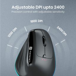 Portronics Toad Ergo 3 Ergonomic Wireless Mouse with RGB, 2400 DPI, Dual Mode BT & 2.4GHz Connectivity, Rechargeable Battery, 6 Buttons, Adjustable DPI, Silent Clicks (Black) image 4