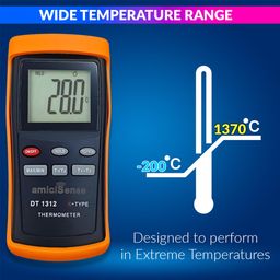 amiciSense High Precision 2 Channel K-Type Thermocouple Thermometer -200°C to 1370°C Handheld C/F/K Temperature Meter with 4xAAA Battery image 5