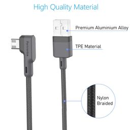 Portronics Konnect L 1.2Mtr, Fast Charging 3A Micro USB Cable with Charge & Sync Function (Grey) image 3